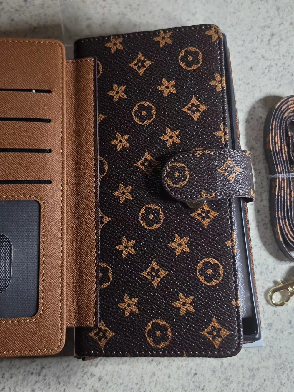 Samsung Galaxy S23 Ultra Fashion Brown Phone Case Wallet